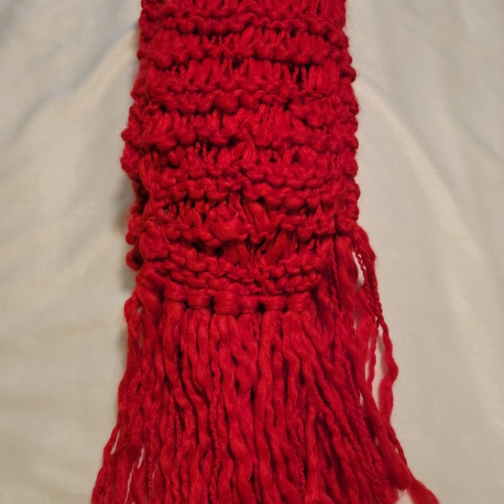 Fair Weather Chunky Knit Red Rectangle Scarf - NWOT - Extra Long